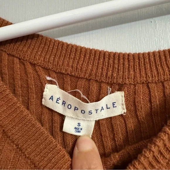 Aeropostale Brown Ribbed One-Shoulder Top Size Small - Picture 8 of 8
